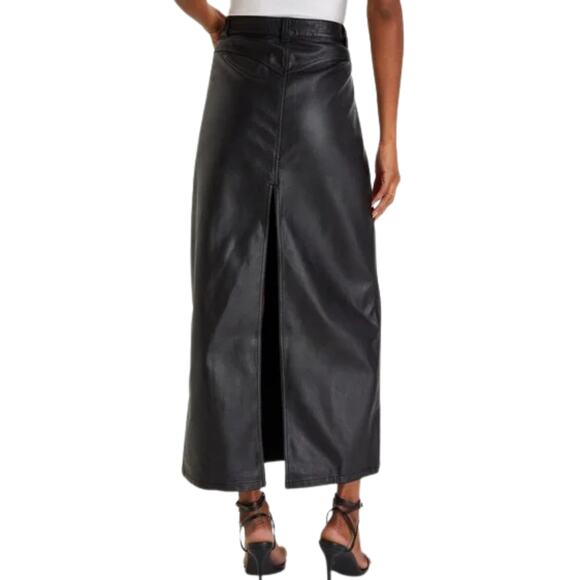 Free People City Slicker Faux Leather Maxi Skirt Black 2 NWT $128 - Picture 2 of 5
